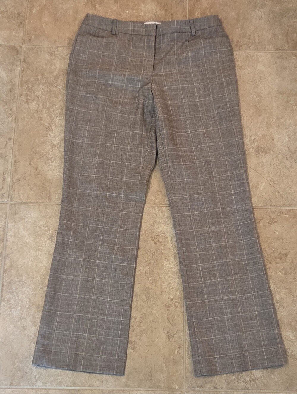 Calvin Klein Modern Fit Plaid Trouser Pants 6P Taupe/Brown